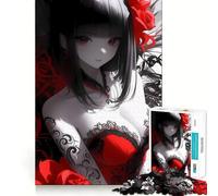 Rompecabezas de 1000 Piezas de una Chica Anime con Vestido Rojo Diversión para Entrenar la Mente Encaja Perfectamente sin Huecos Actividad para Compartir con Seres Queridos (50x75cm)