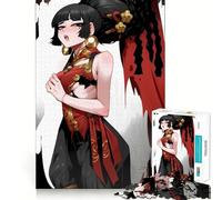Rompecabezas de 1000 Piezas de una Chica Anime con Vestido Rojo y Negro Juego para ejercitar la Mente Artesanía de Corte experta Un pasatiempo Fascinante para los Momentos de Ocio (38x52cm)