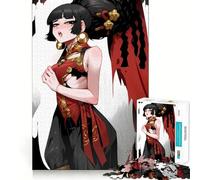 Rompecabezas de 1000 Piezas de una Chica Anime con Vestido Rojo y Negro para Adolescentes Entrenamiento de Memoria Diversión,conexión Limpia y sin interrupciones Actividad grupal Relajante