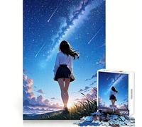 Rompecabezas de 1000 Piezas de una Chica Anime contemplando un Cielo Estrellado para Adolescentes Ideal para desarrollar la Capacidad analítica Relajarse y divertirse Regalar en Navidad
