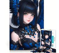 Rompecabezas de 1000 Piezas de una Chica Anime de alas Azules,Ideal para divertirse,estimular la Mente,Jugar tranquilamente 38x52cm