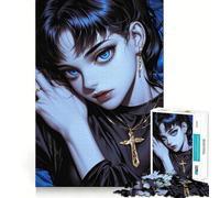 Rompecabezas de 1000 Piezas de una Chica Anime de Ojos Azules Articulaciones precisas Diversión,Juego para ejercitar la Mente,Juego para Momentos de Paz,decoración navideña 38x26cm