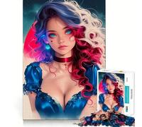 Rompecabezas de 1000 Piezas de una Chica Anime de Ojos Azules con articulaciones afiladas,Juguete de construcción Que fomenta la concentración,Juego Tranquilo,diversión para cumpleaños 38x26cm