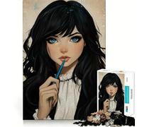 Rompecabezas de 1000 Piezas de una Chica Anime de Ojos Azules,diseño de Corte preciso,desafío Inteligente y Divertido,Ideal para el Ocio 38x52cm