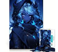 Rompecabezas de 1000 Piezas de una Chica Anime de Pelo Azul con Bordes sin Costuras,Juego Divertido para ejercitar la Mente,Entretenimiento para el Tiempo Libre,Regalo artístico de Navidad 50x75cm
