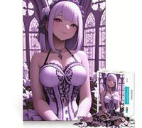 Rompecabezas de 1000 Piezas de una Chica Anime de Pelo Morado para Adultos Mejora la Memoria y la diversión Bordes precisos Regalo de Temporada (38x52cm)