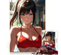 Rompecabezas de 1000 Piezas de una Chica Anime en Bikini Rojo para Adultos Pensamiento estratégico, Relajante y Divertido Ajuste preciso (38x26cm)