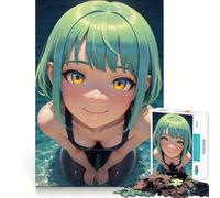 Rompecabezas de 1000 Piezas de una Chica Anime en el Agua del mar para Adultos Juego Divertido y fácil de armar Ideal para divertirse en Familia (38x52cm)