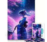 Rompecabezas de 1000 Piezas de una Chica Anime en Kimono con Espada Diversión para estimular la concentración Corte láser para un Ajuste Actividad para Compartir con Seres Queridos (38x26cm)