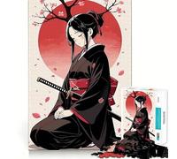 Rompecabezas de 1000 Piezas de una Chica Anime en Kimono con Katana Juguete para desarrollar la Capacidad cognitiva Superficie Lisa y sin Rebabas Actividad Relajante para Grupos en Interiores