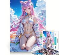 Rompecabezas de 1000 Piezas de una Chica Anime en Las Nubes para Adultos Juego de Memoria Cerebral Encaje Huecos Actividad Relajante para un Descanso Mental (38x26cm)