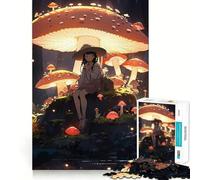 Rompecabezas de 1000 Piezas de una Chica Anime en un Bosque de Setas Diversión para estimular la concentración Corte láser para un Ajuste Actividad para Compartir con Seres Queridos (38x52cm)