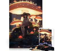 Rompecabezas de 1000 Piezas de una Chica Anime en un Bosque de Setas para Adultos Pensamiento estratégico Escape Tranquilo Ajuste preciso Regalo Encantador (38x26cm)