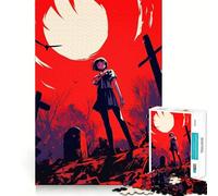 Rompecabezas de 1000 Piezas de una Chica Anime en un Cementerio para Adultos Juego de Habilidad Mental Corte láser para un Ajuste Actividad gratificante para días lluviosos (38x52cm)