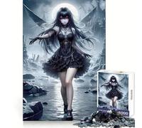 Rompecabezas de 1000 Piezas de una Chica Anime en un Paisaje gótico para Adolescentes Pensamiento estratégico Escape Sereno Diseño Limpio y reflexivo Navidad (38x26cm)