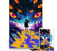 Rompecabezas de 1000 Piezas de una Chica Anime Frente a Unos Ojos Gigantes Juguete de construcción Focus Building Ensamblaje Firme y Seguro Juguete de Entretenimiento para Interiores (38x52cm)