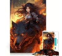 Rompecabezas de 1000 Piezas de una Chica Anime Montando un Lobo para Adolescentes Diversión,conexión Limpia y sin interrupciones Actividad grupal Relajante para Interiores (50x75cm)
