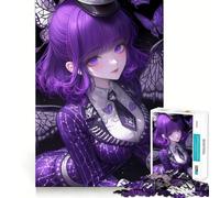 Rompecabezas de 1000 Piezas de una Chica Anime Morada con alas de Mariposa para Adolescentes Juguete de Habilidad Reason Tiempo Tranquilo Corte Exacto Regalo increíble (50x75cm)