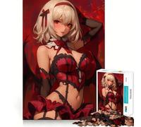 Rompecabezas de 1000 Piezas de una Chica Anime Pelirroja con alas para Adolescentes Juguete de lógica Tipo Tren Divertido y silencioso Corte Suave Un Regalo Encantador (50x75cm)