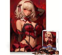 Rompecabezas de 1000 Piezas de una Chica Anime Pelirroja con alas para Adolescentes Juguete de lógica Tipo Tren Divertido y silencioso Corte Suave Un Regalo Encantador (50x75cm)