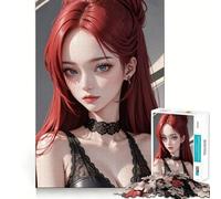 Rompecabezas de 1000 Piezas de una Chica Anime Pelirroja para Adolescentes Refuerza la Memoria y el vínculo Familiar Bordes precisos Regalo Original (38x26cm)