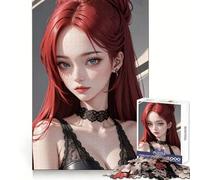 Rompecabezas de 1000 Piezas de una Chica Anime Pelirroja para Adolescentes Refuerza la Memoria y el vínculo Familiar Bordes precisos Regalo Original (38x26cm)