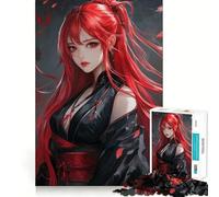 Rompecabezas de 1000 Piezas de una Chica Anime Pelirroja para Adultos, Juguete de lógica Fina, Tiempo Libre, Arte de Bordes limpios, Coleccionable (38x26cm)