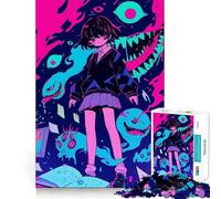 Rompecabezas de 1000 Piezas de una Chica Anime rodeada de Monstruos Juego de concentración Mental con Cortes de precisión y Bordes Lisos Actividad Absorbente para Noches tranquilas (38x52cm)