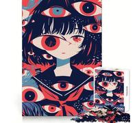Rompecabezas de 1000 Piezas de una Chica Anime rodeada de Ojos para Adultos Estimula el Pensamiento estratégico, relaja la Mente (38x26cm)