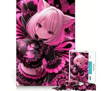 Rompecabezas de 1000 Piezas de una Chica Anime Rosa con alas de Mariposa para Adultos Juguete cognitivo para armar Juntos Pieza de colección de Arte (38x26cm)