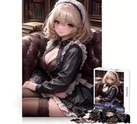 Rompecabezas de 1000 Piezas de una Chica Anime sirvienta con Vestido Negro para Adultos Pensamiento estratégico, Relajante y Divertido Ajuste preciso (50x75cm)