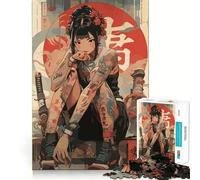 Rompecabezas de 1000 Piezas de una Chica Anime Tatuada con Katana para Adolescentes Juego Inteligente para Relajarse y armar Patrones Lista de Deseos de Santa Claus 38x52cm