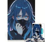 Rompecabezas de 1000 Piezas de una Chica Anime Vestida de Azul, Ideal para Decorar la Pared Un Reto para completar Fomenta el Amor Entre Parejas 38x26cm