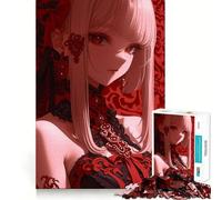 Rompecabezas de 1000 Piezas de una Chica Anime Vestida de Rojo para Adultos Diversión para Entrenar la Mente Piezas sin Rebabas y de Corte Limpio Actividad para Compartir en Familia (50x75cm)