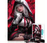 Rompecabezas de 1000 Piezas de una Chica Anime Vestida de Rojo y Negro para Adultos Divertido Juego de Memoria con componentes Resistentes y de Corte Limpio aliviar el estrés