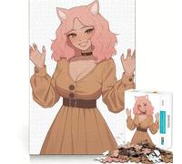 Rompecabezas de 1000 Piezas de una Chica con Pelo Rosa Sexy y Estilo Gato para Adultos Mejora la Memoria y Divierte a la Familia Diseño para armar Elige tu Deseo de Papá Noel 50x75cm