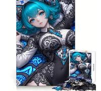 Rompecabezas de 1000 Piezas de una Chica de fantasía Anime con Cabello Azul para Adolescentes Estimulación cognitiva Tiempo Libre Cierre Seguro Regalo Ideal para Navidad (50x75cm)