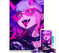 Rompecabezas de 1000 Piezas de una Chica Demonio de Anime con Detalles Rosas Juego para ejercitar la Mente Artesanía de Corte experta Un pasatiempo Fascinante para los Momentos de Ocio (38x52cm)