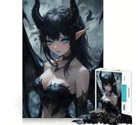 Rompecabezas de 1000 Piezas de una Chica Demonio de Anime con Ojos Azules para Adultos Juego de Habilidad Mental Corte láser para un Ajuste Actividad gratificante para días lluviosos