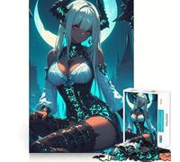 Rompecabezas de 1000 Piezas de una Chica Demonio de Pelo Blanco Estilo Anime para Adolescentes Juego Que estimula el Cerebro Encaje Huecos Actividad Relajante para Grupos en Interiores