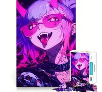 Rompecabezas de 1000 Piezas de una Chica Diablo de Anime con Detalles Rosas para Adultos Juego de Memoria Cerebral Encaje Huecos Actividad Relajante para un Descanso Mental (38x26cm)