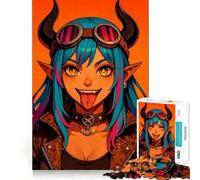 Rompecabezas de 1000 Piezas de una Chica Diablo de Anime con Gafas para Adultos Juego de Memoria Cerebral Encaje Huecos Actividad Relajante para un Descanso Mental (38x52cm)