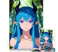 Rompecabezas de 1000 Piezas de una Chica elfa de Anime con Cuernos en el Bosque, Ideal para Adolescentes Desarrolla tu Cerebro, relájate, límpialo fácilmente y únelo Regalo navideño cálido (38x26cm)