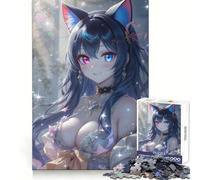 Rompecabezas de 1000 Piezas de una Chica Gato de Anime con Ojos heterocromáticos para Adolescentes Que estimula la Memoria y Hace Que el Tiempo Libre Sea Divertido Diseño Elegante
