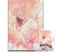 Rompecabezas de 1000 Piezas de una Chica Gato Kawaii sobre un unicornioJuego Educativo de concentraciónIdea conmovedoraTamaño 38x26cm