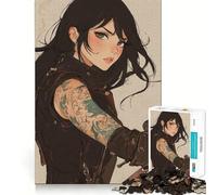 Rompecabezas de 1000 Piezas de una Chica Motera de Anime con Tatuaje Juguete Que desafía la Mente Troquelado de Alta precisión Un Reto Divertido para Pasar el Tiempo (38x52cm)