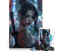 Rompecabezas de 1000 Piezas de una Chica samurái Tatuada para Adolescentes Juguete para desarrollar la Habilidad y el estrés Corte preciso Un Regalo Encantador 38x26cm