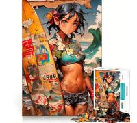Rompecabezas de 1000 Piezas de una Chica Surfista con Tatuajes para Adolescentes Juguete para ejercitar la Mente Arte Relajante para Relajarse Regalo Original 38x26cm