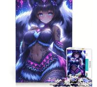 Rompecabezas de 1000 Piezas de una Chica Zorro de Anime con Ojos Azules, Ideal para Videojuegos, decoración de Pared y un desafío para completar, Que fomenta el Amor Entre Parejas 38x26cm