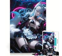 Rompecabezas de 1000 Piezas de una Chica Zorro de Anime con Traje de látex para Adolescentes Juego Que estimula el Cerebro Encaje Huecos Actividad Relajante para Grupos en Interiores